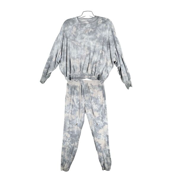 Young Fabulous & Broke Pants - Young Fabulous & Broke Matching Set‎ Womens Medium Blue White Tie Dye Lounge